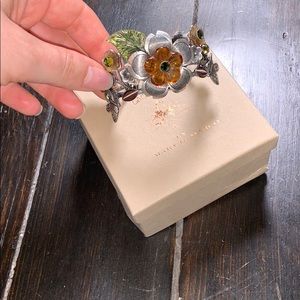 Silver watch w/ flowers and glass accents